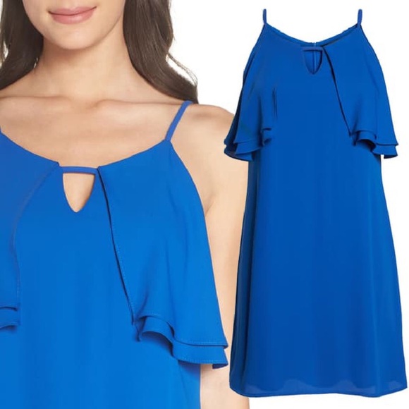 19 Cooper Royal Blue Ruffle Swing Dress L - Picture 2 of 9